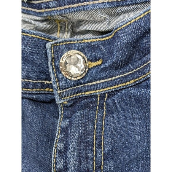 Liuce's Jeans Denim Blue Rhinestone Embellished Distressed Low Rise  Women's 9 - Picture 6 of 8